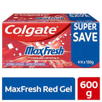 Colgate Maxfresh Spicy Fresh Red Gel Anticavity Toothpaste 150 g (Pack of 4)